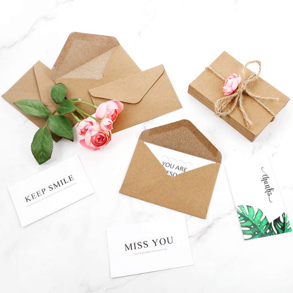 Outus 400 Pieces Gift Cards Envelopes Mini Brown Kraft Envelopes Sleeve for Small Gift Cards Invitations Business Notes Tiny Mini Greeting 4 x 2.76 Inches