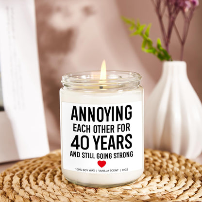 Younift Funny Scented Candle, Unique 40th Anniversary, Gifts for Couple, Husband, Wife, Parents - 40th Anniversary Decorations - 40 Year Wedding Anniv. Decorations or Presents - 9 oz
