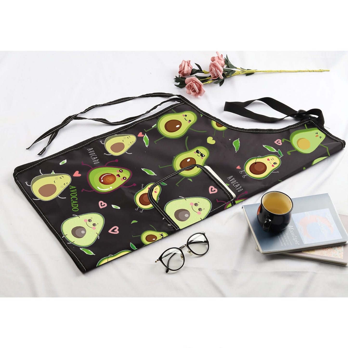 MBMSO Funny Avocado Apron Avocado Cooking Kitchen Aprons with Pockets Waterproof Apron for Chef Grilling BBQ Baking