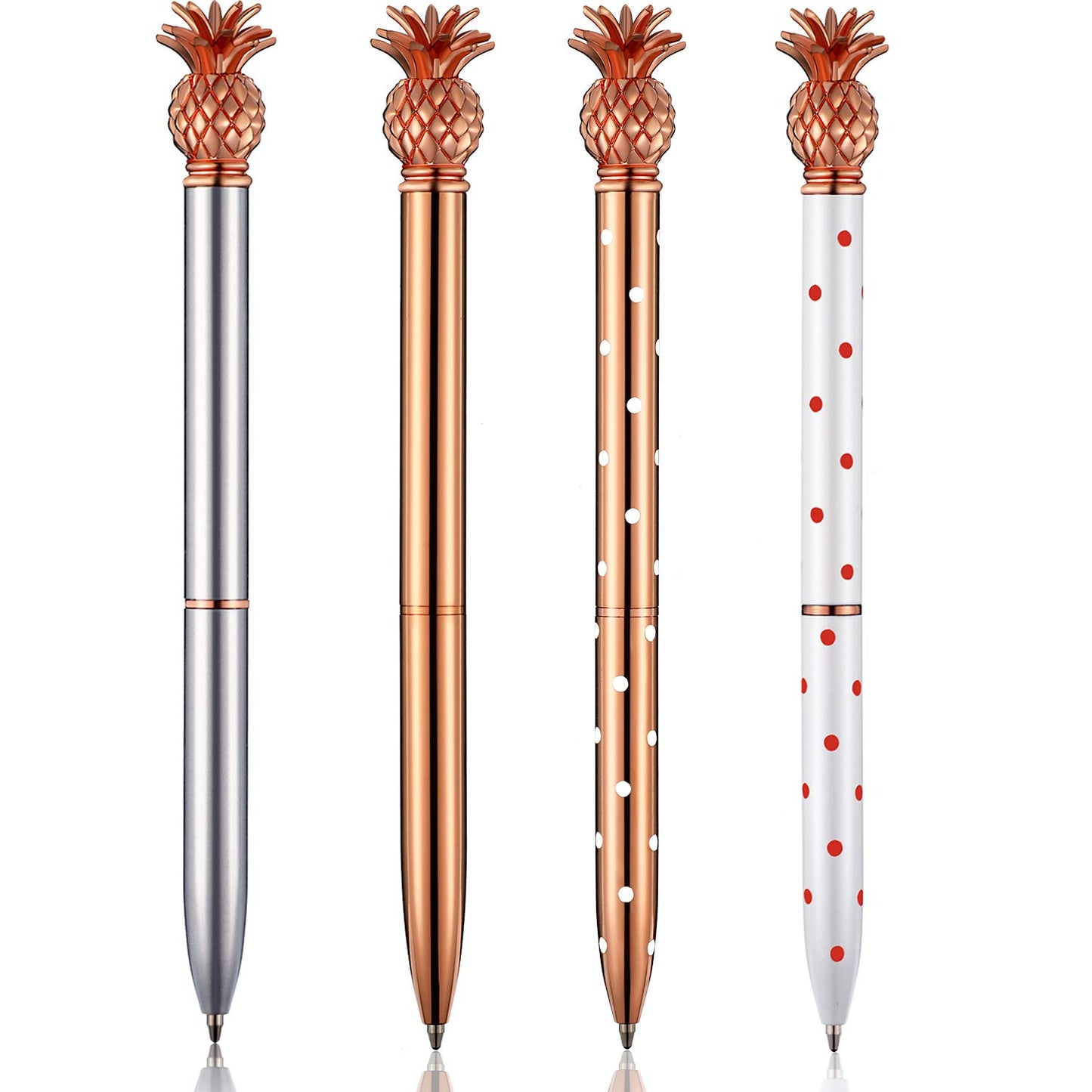 Outus Pineapple Pens Metal Ballpoint Rose Gold Pens for Graduate Back to School Gifts Black Ink Office Supplies Birthday Wedding Baby Shower Presents,1.0 mm(4 Pieces)