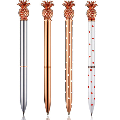 Outus Pineapple Pens Metal Ballpoint Rose Gold Pens for Graduate Back to School Gifts Black Ink Office Supplies Birthday Wedding Baby Shower Presents,1.0 mm(4 Pieces)