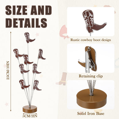 8-Branch Money Tree Gift Card Holder with Clips Cowboy Boot Centerpieces for Tables Photo Tree Picture Holders Western Decorations for Desk Christmas Memo Note Wedding Photo Display