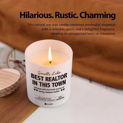 Smells Like Best Realtor in This Town Realtors Gifts Brokers Real Estate Agents Closing Gifts for Realtor Salesman Saleswomen Scented Candle for Home Office Jar Candle Floral Lavender Scent 9.5 oz