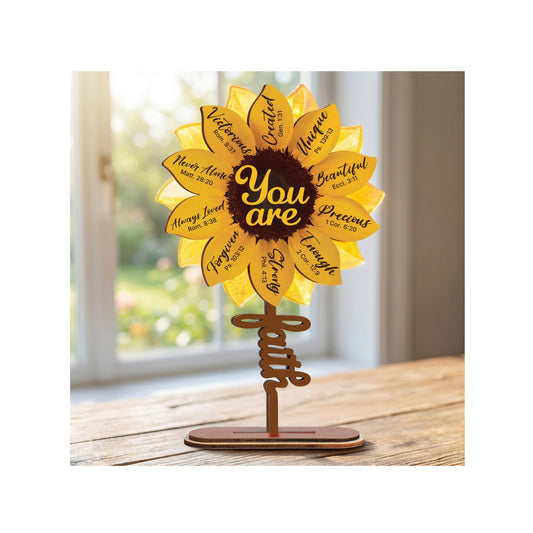 Christian Sunflower Gifts For Women, God Says You Are Sun Flower Mothers Day Gifts For Mom, Faith Based Teacher Appreciation, Spiritual Birthday Present For Coworker, Nurse, Unique Desk Decor Plaques