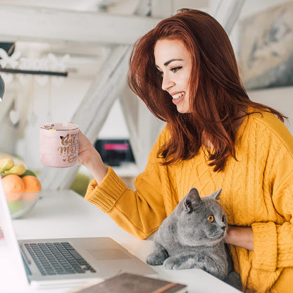 Cat Mom Gifts for Women, Cat Gifts for Cat Lovers - Best Cat Mom Ever - 14oz Pink Ceramic Marble Gold Pattern Coffee Mug with Gift Box, Christmas gifts for Crazy Cat Lady, Mom Wife Daughter Friends
