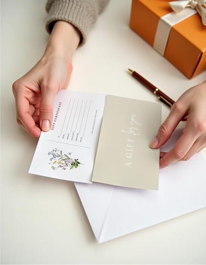 Blank Gift Certificates with Envelopes, 3.5" x 7.25" Blank Gift Certificates for Business, Salon, Spa, Birthday, Mother’s Day or Holiday Gifting, 25 Custom Cards (Floral)