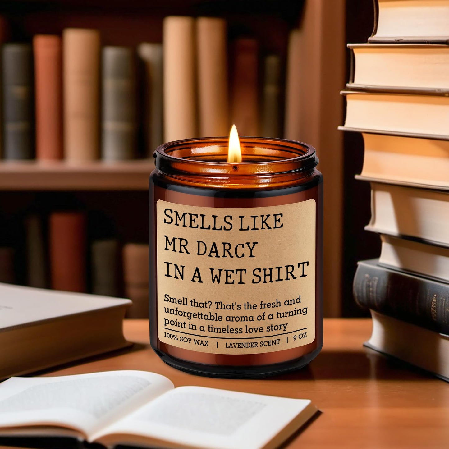 GSPY Mr Darcy Candle - Pride and Prejudice Gifts for Women, Men - Bookish, Reading, Literary, Book Lovers Gifts for Jane Austen Fans - Funny Mothers Day, Birthday Decor for Readers, Bookworm, Nerd