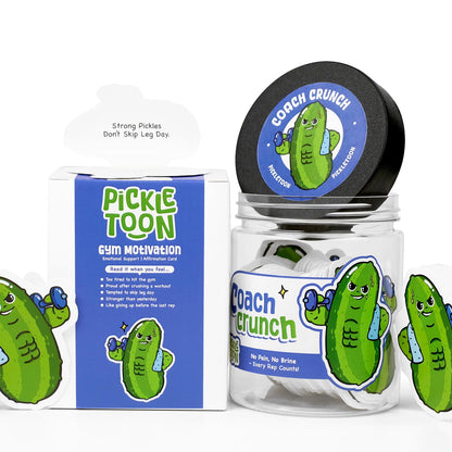 Emotional Support Positive Pickle Jar (COACH CRUNCH) – Read This When Workout Motivation Jar, 60 Fitness Affirmation Cards, Gym Gifts for Women, Weight Loss & Gym Girl Gifts, Funny Decorative Jars