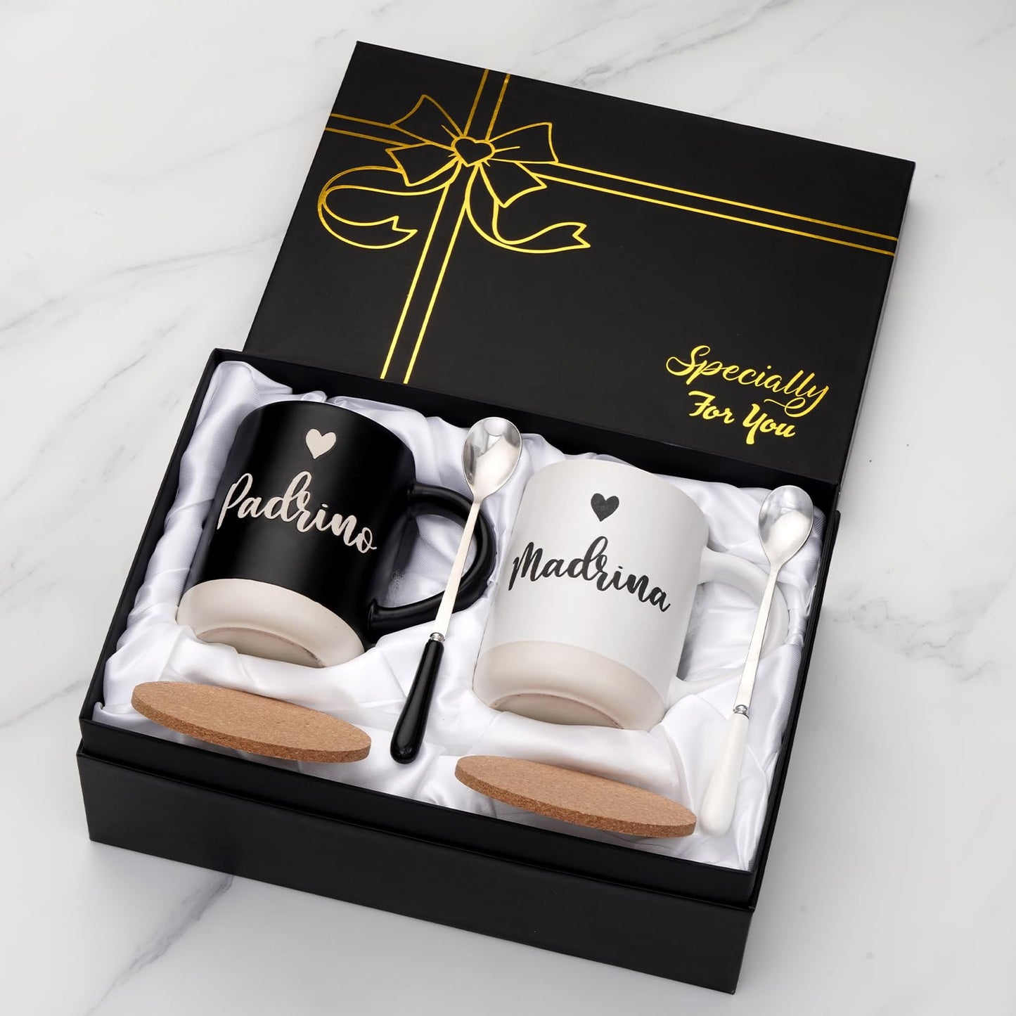 Cabtnca Godparents Proposal Gift, Padrinos Proposal Gift, Padrino Madrina Mugs, Christmas Birthday Gifts for Godparents from Godchild, Godmother Godfather Godparents Gifts for Baptism, 16 Oz Set of 2
