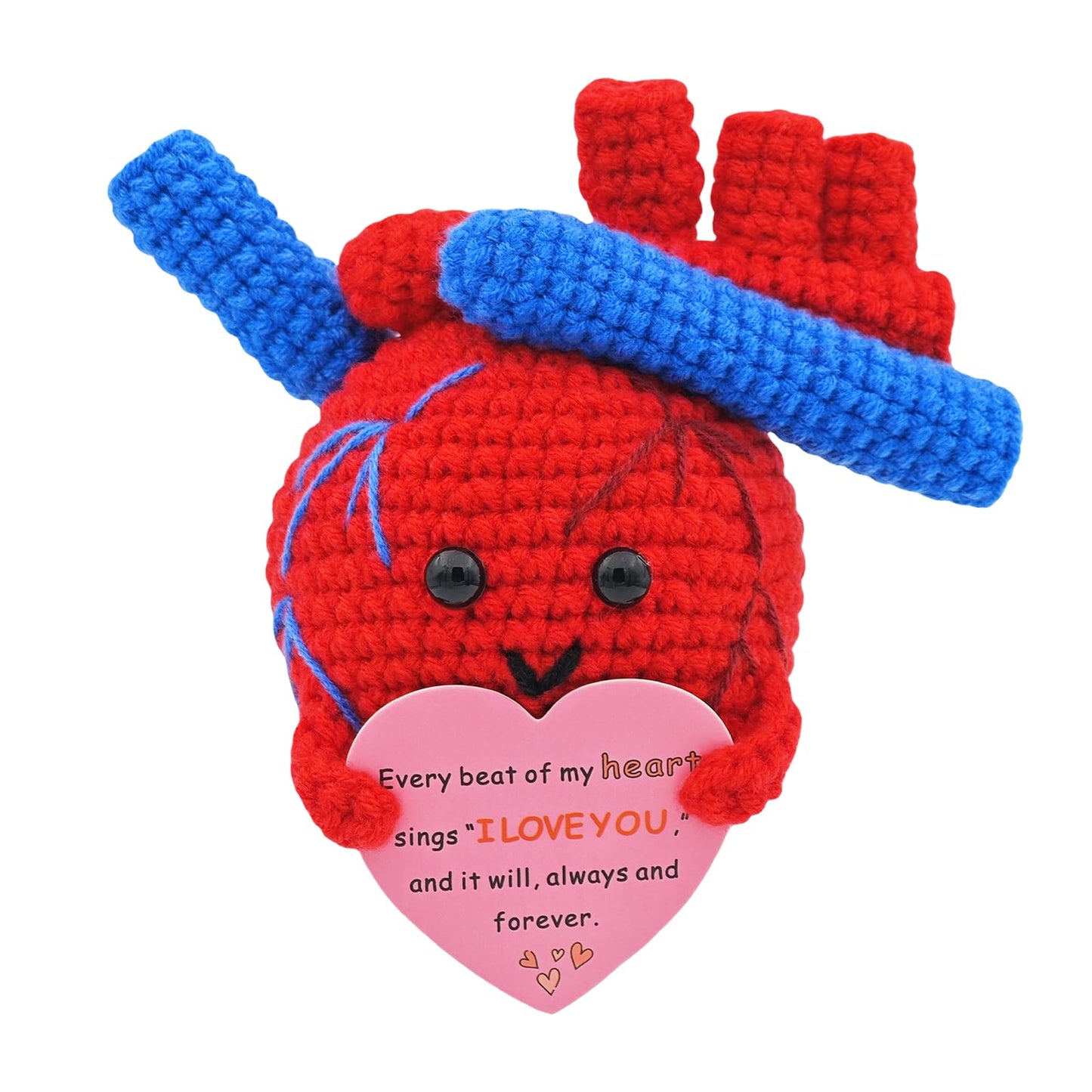 Valentines Day Gifts for Him Her Positive Heart Crochet Desk Decor for Women Girls I Love You for Wife Couple Birthday