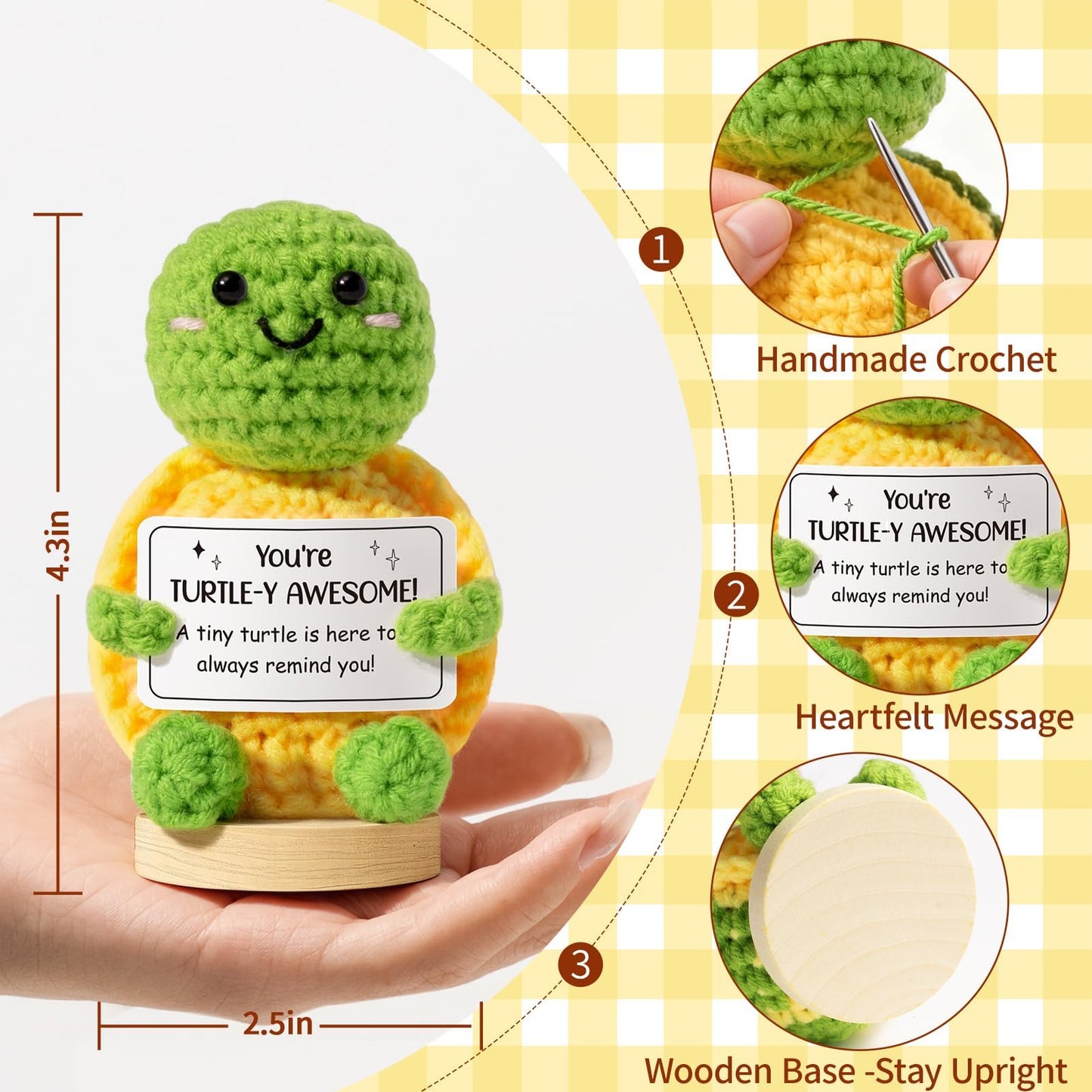 Emotional Support Crochet Plush Positive Avocado Inspirational Cheer Up Gifts for Women, Handmade Crochet Gift Thank You Birthday Mothers Day Teacher Appreciation Gifts for Coworker Nurse Mom Friends