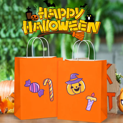 BagDream Orange Gift Bags 10x5x13 Large Kraft Paper Bags with Handles Bulk for Halloween, Sporting Party Favors, Fall Festivals, Shopping, Retail, Grocery Paper Sacks 100Pcs