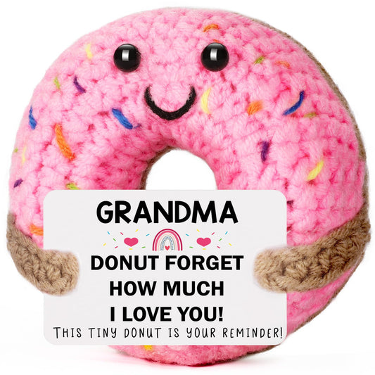 Grandma Gifts for Birthday Christmas - Funny Handmade Crochet Donut Gifts for Grandmother Nana Gigi Mimi, Grandparents Day Mothers Day Present from Granddaughter Grandson Grandkids