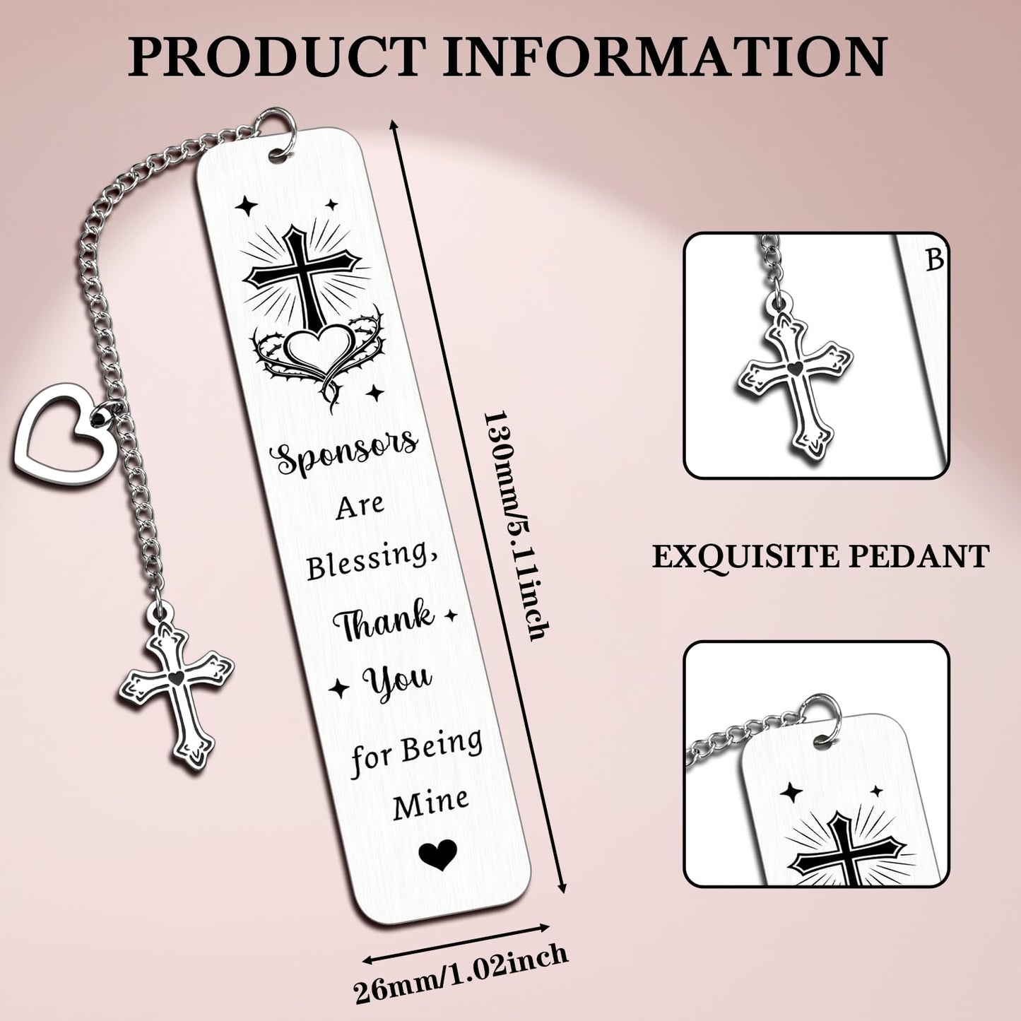 Catholic Confirmation Sponsor Gifts for Women 2026, Mothers Day Catholic Bookmark Gifts for Godmother Confirmation Sponsor Women Christian Confirmations Gift, Thank You Appreciation Gift for Sponsors