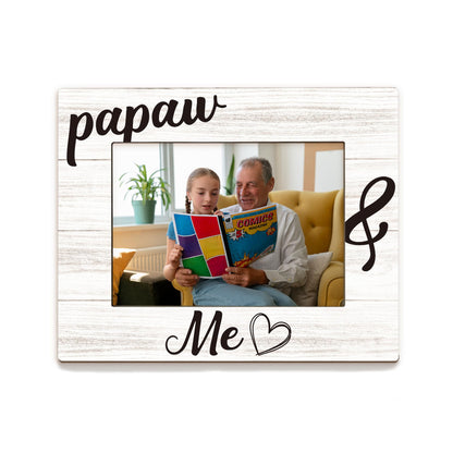 Papaw Gifts Picture Frame 5x7, Papaws Grandpa Photo Frame, Christmas Birthday Gifts for Papaws Grandpa from Grandkids, Papaw and Me Wooden Picture Photo Frames for Desk Home Room Decor
