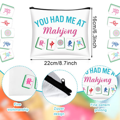 9 Pcs Mahjong Cosmetic Bag Gifts for Women Mahjong Makeup Bag Mah Jong Zippered Pouch for Lover Player Mothers Birthday Party Lucky Mah Jong Gift Coquette Accessories (Styles 1)