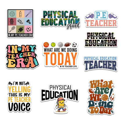 10 Pcs Physical Education Teacher Stickers – Gift for Gym Teachers, Coaches, Parents, Friends, Teammates – Ideal for Laptops, Water Bottles, Tumblers, Notebooks, Scrapbooking 3