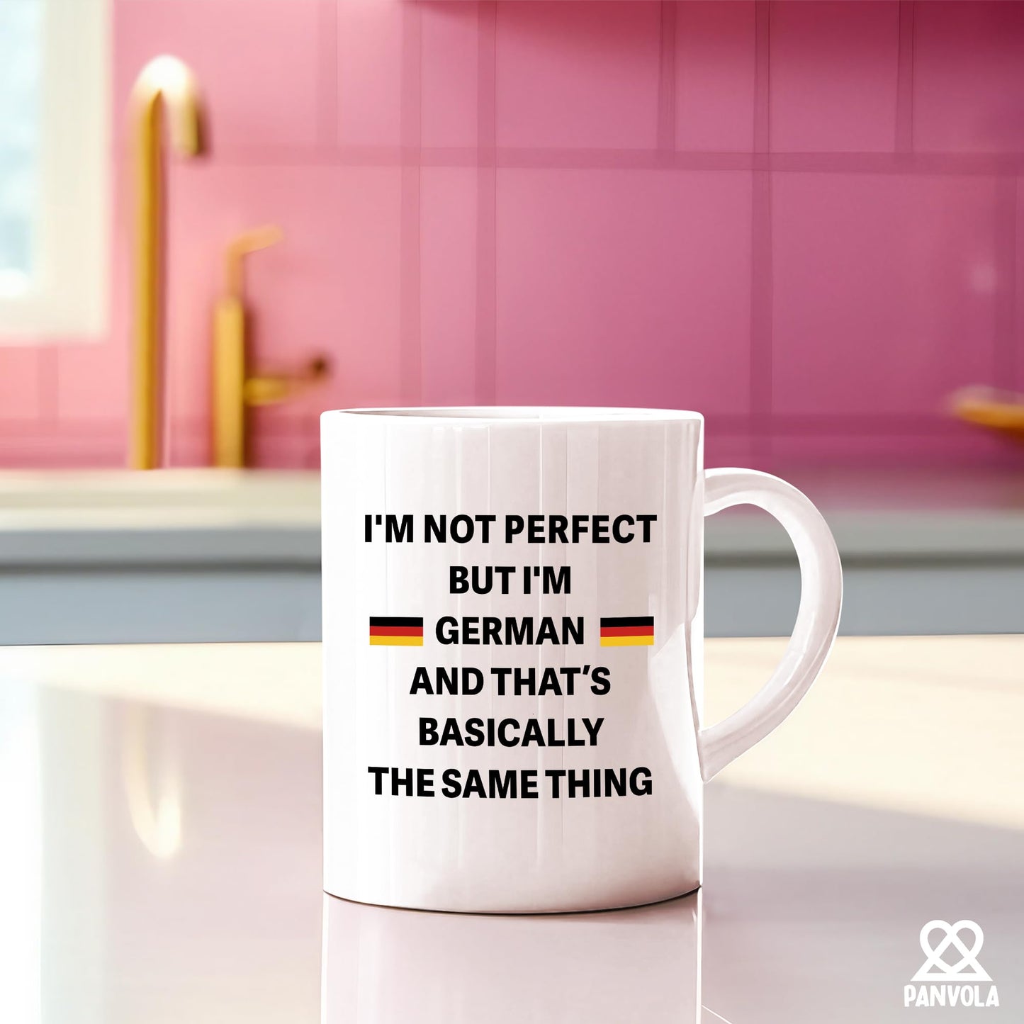 Panvola I'm Not Perfect But I'm German Funny German Gifts for Friends Coworkers Sarcastic Gifts Novelty Drinkware Ceramic Mug 11 oz White