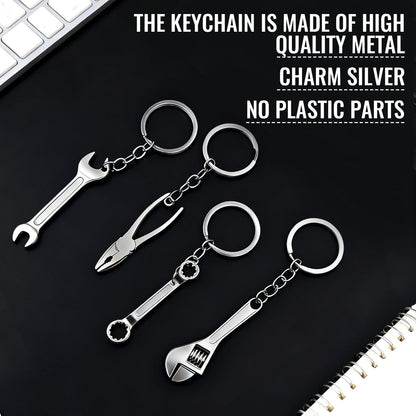 9 Pcs Metal Car Parts Keychains - Turbo, Gear Shifter, Wheel Rim, Spanner, Brake Disc, Wrench, Tongs | Cool Fun Novelty Gift for Car Guys | Men's Automotive Accessories Keyrings for Keys