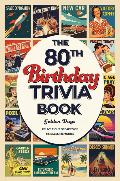 The 80th Birthday Trivia Book: 300 Fun Large-Print Trivia Questions and Journaling Prompts: A Perfect Gift for Seniors to Spark Laughter and Keep Minds Sharp