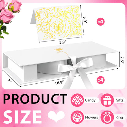 PYQTH 4 Pack Empty Mom Box for Flowers Mothers Day Flower Gift Boxes Thicker Letter Shaped Gift Box Fillable Chocolate Candy Packaging Boxes for Mother's Day Birthday (White)