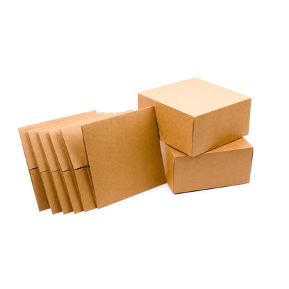 Hallmark 8" Gift Boxes (Pack of 5; Square Kraft) for Valentine's Day, Birthdays, Crafts and More