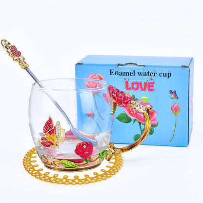 OEAGO Gifts for Mom Women Mothers Day Valentines Day Gifts Glass Coffee Enamels Mug Best Birthday Valentine's for Her Girlfriend Wife from Daughter Son Tea Cup Christmas Stocking Stuffers