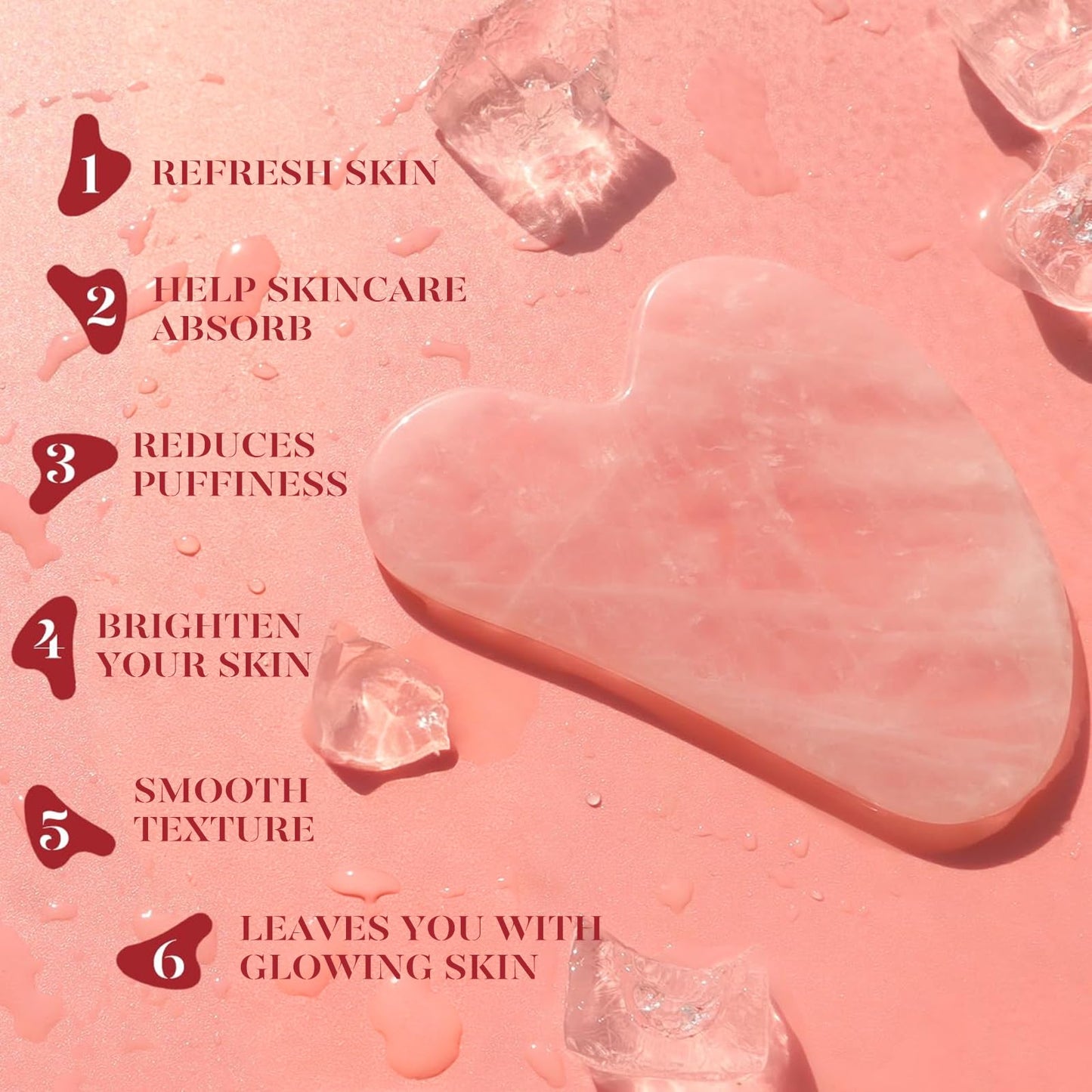 BAIMEI IcyMe Rose Quartz Roller & Gua Sha Set, Cooling Face Roller for Depuffing & Lymphatic Massage, Sculpting Tool for Face, Eyes & Neck, Smooth Skincare Gift for Women and Men