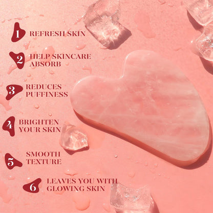 BAIMEI IcyMe Rose Quartz Roller & Gua Sha Set, Cooling Face Roller for Depuffing & Lymphatic Massage, Sculpting Tool for Face, Eyes & Neck, Smooth Skincare Gift for Women and Men