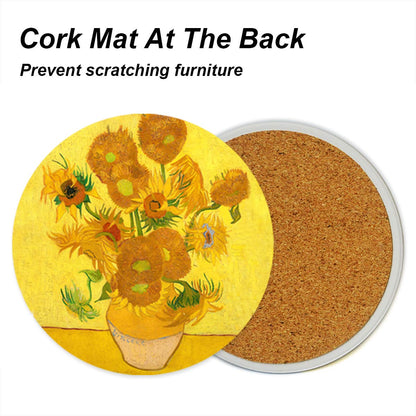Coasters for Drinks Ceramic Van Gogh Art Coasters Set - Use 6 Famous Van Gogh Paintings, Unique Housewarming Gifts for New Home Decorative by WOWDING