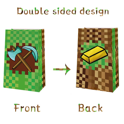 24 Packs Pixel Theme Party Gift treat Bags, Pixel Theme Birthday Party supplies