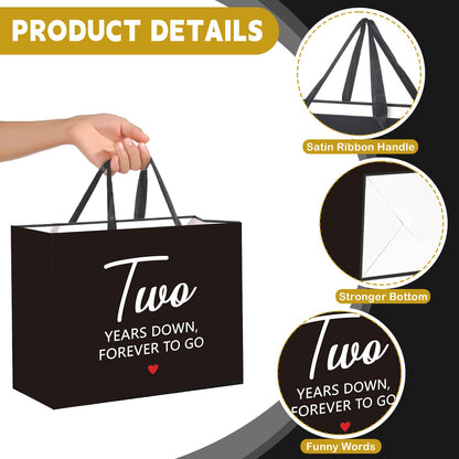 Gift Bag for the Second Anniversary, Gifts for a Second Anniversary, with Greeting Card and Tissue Paper, for Him, Her, Boyfriend, GF, Wife, Husband, Two Year Wedding Anniv. Presents Couples