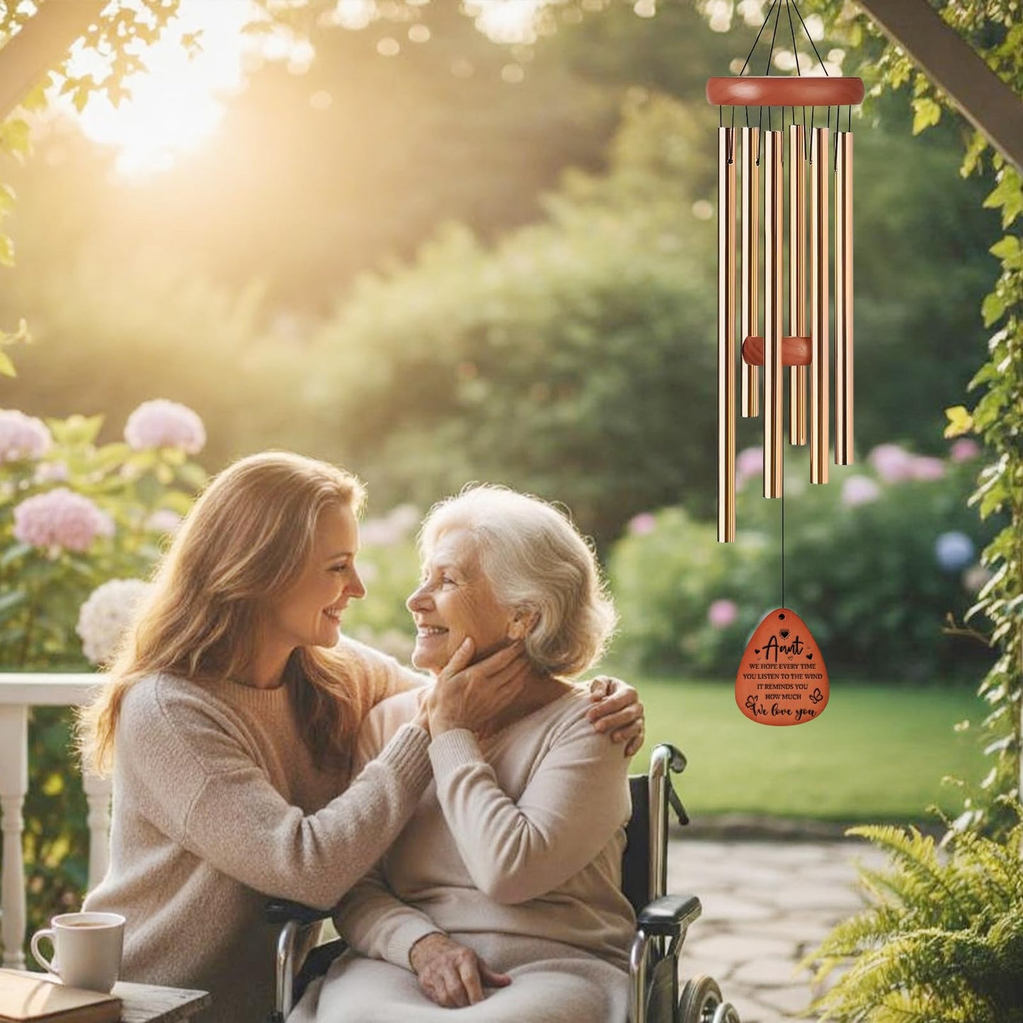 Aunt Gifts Wind Chimes - Metal Windchimes with Card Indoor Outdoor Hanging Decor for Garden Patio Yard Balcony Backyard Appreciation Christmas New Year Birthday Gift for Aunts from Niece