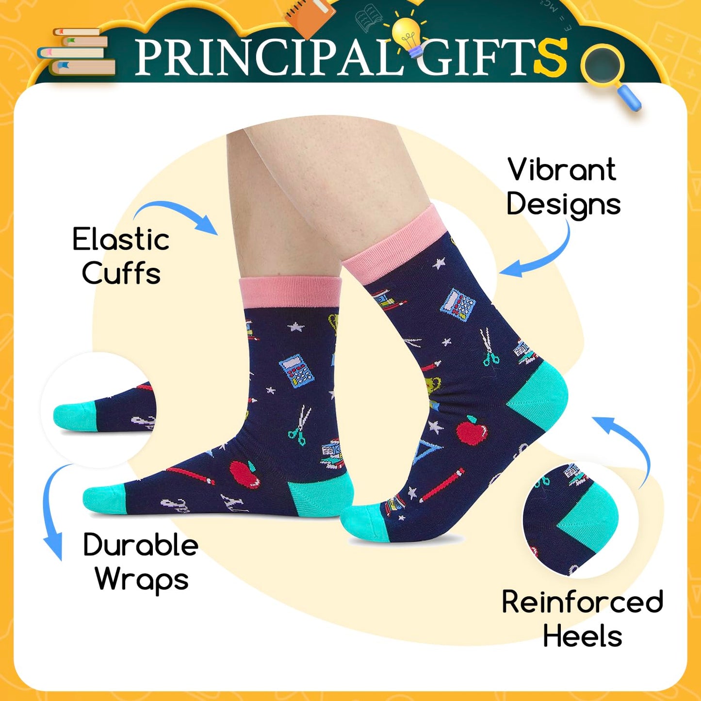 HAPPYPOP Principal Teacher Appreciation Gifts Ideas - Vice Assistant Principal Teacher Socks