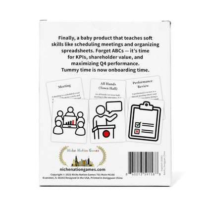 Funny Corporate Baby Gifts – Prepare Your Infant for A High-Powered Business Career - High Contrast Baby Cards for Newborns 0-6 Months – Black and White Visual Stimulation Cards for Tummy Time