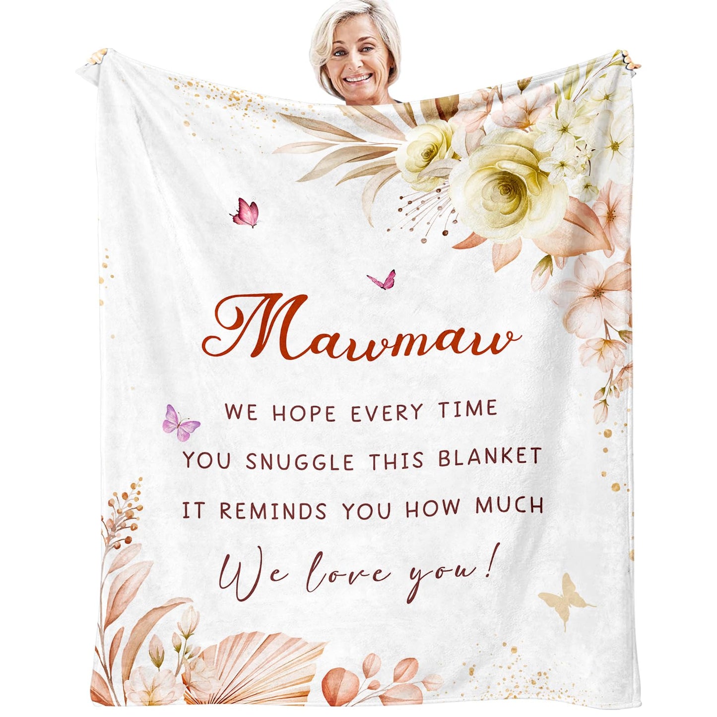Mawmaw Blanket 60" X 50" - Mawmaw Gifts - Mothers Day Mawmaw Gifts - Birthday Gifts for Mawmaw - Best Maw Maw Ever Gift from Grandkids/Grandchildren
