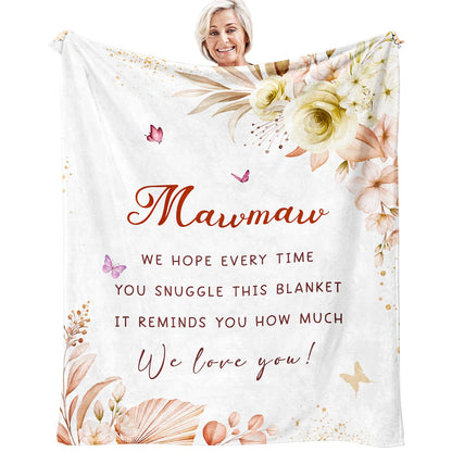 Mawmaw Blanket 60" X 50" - Mawmaw Gifts - Mothers Day Mawmaw Gifts - Birthday Gifts for Mawmaw - Best Maw Maw Ever Gift from Grandkids/Grandchildren