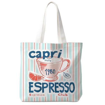 Canvas Tote Bag for Women, Fruits-CoffeeTote Bag, Italian Gifts, Reusable Shopping Grocery Bags