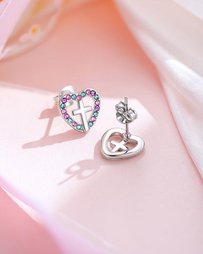 Cross Earrings Communion Baptism Gifts for Girl Kid Christening Baptism Decorations Favors for Girls