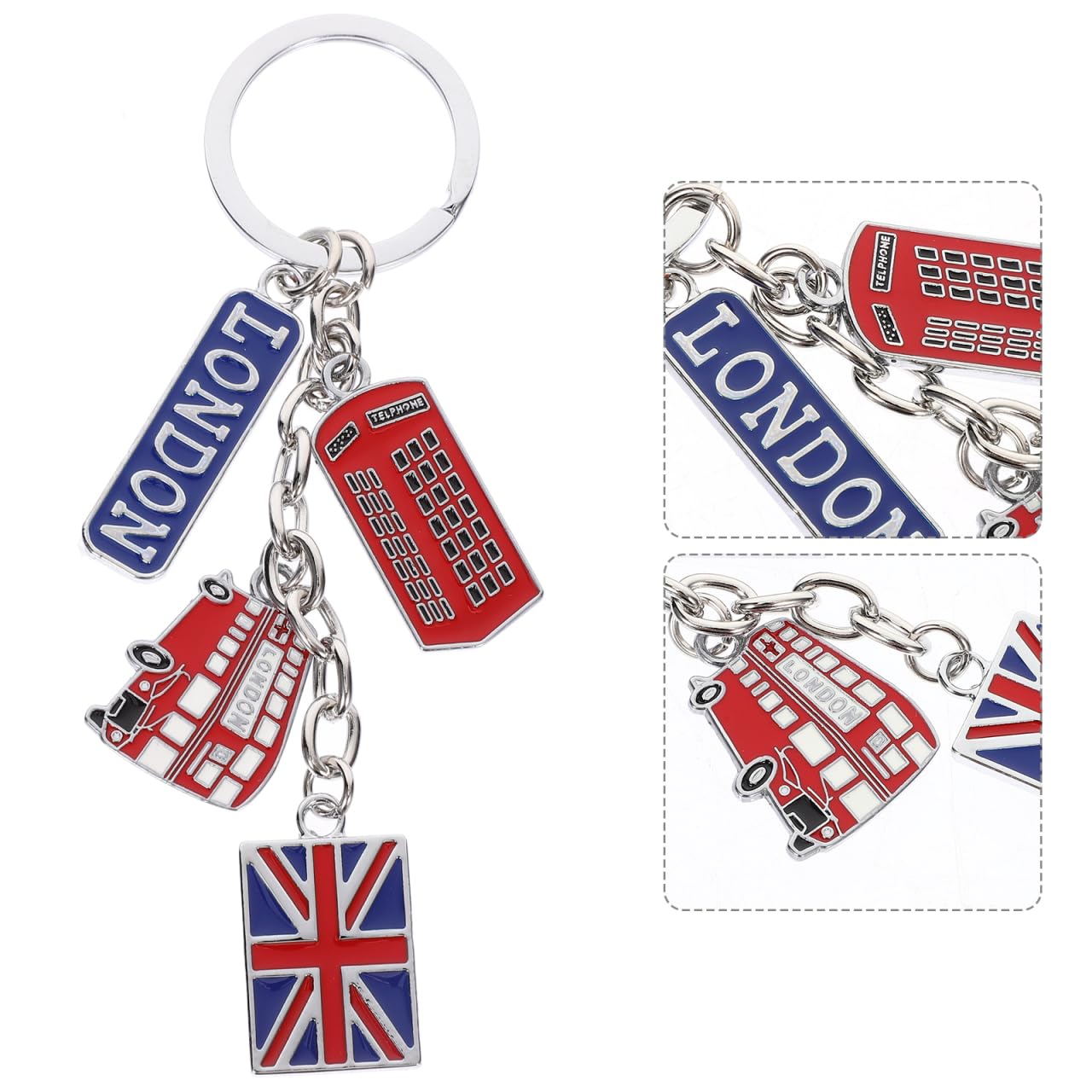 PRETYZOOM 1PC UK Flag Keychain, London Souvenir Keychain with Union Jack Flag Telephone Booth Charm Bag Hanging Pendant, British Themed Party Favors, Travelers Keepsake