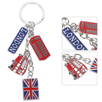 PRETYZOOM 1PC UK Flag Keychain, London Souvenir Keychain with Union Jack Flag Telephone Booth Charm Bag Hanging Pendant, British Themed Party Favors, Travelers Keepsake