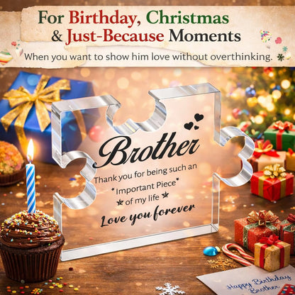 Brother Birthday Gift Set from Sister for Brother Adult Men Funny + Inspirational 5-Piece Gift Bracelet, Socks, Leather Journal, Plaque & Keychain Birthday/Christmas/Just Because