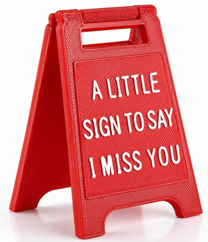 Mini “A Little Sign to Say I Miss You” - Premium Plastic Desk Sign, Solid Freestanding Keepsake, Long Distance Relationship Gift for Boyfriend, Girlfriend, Husband, Wife, Romantic Décor