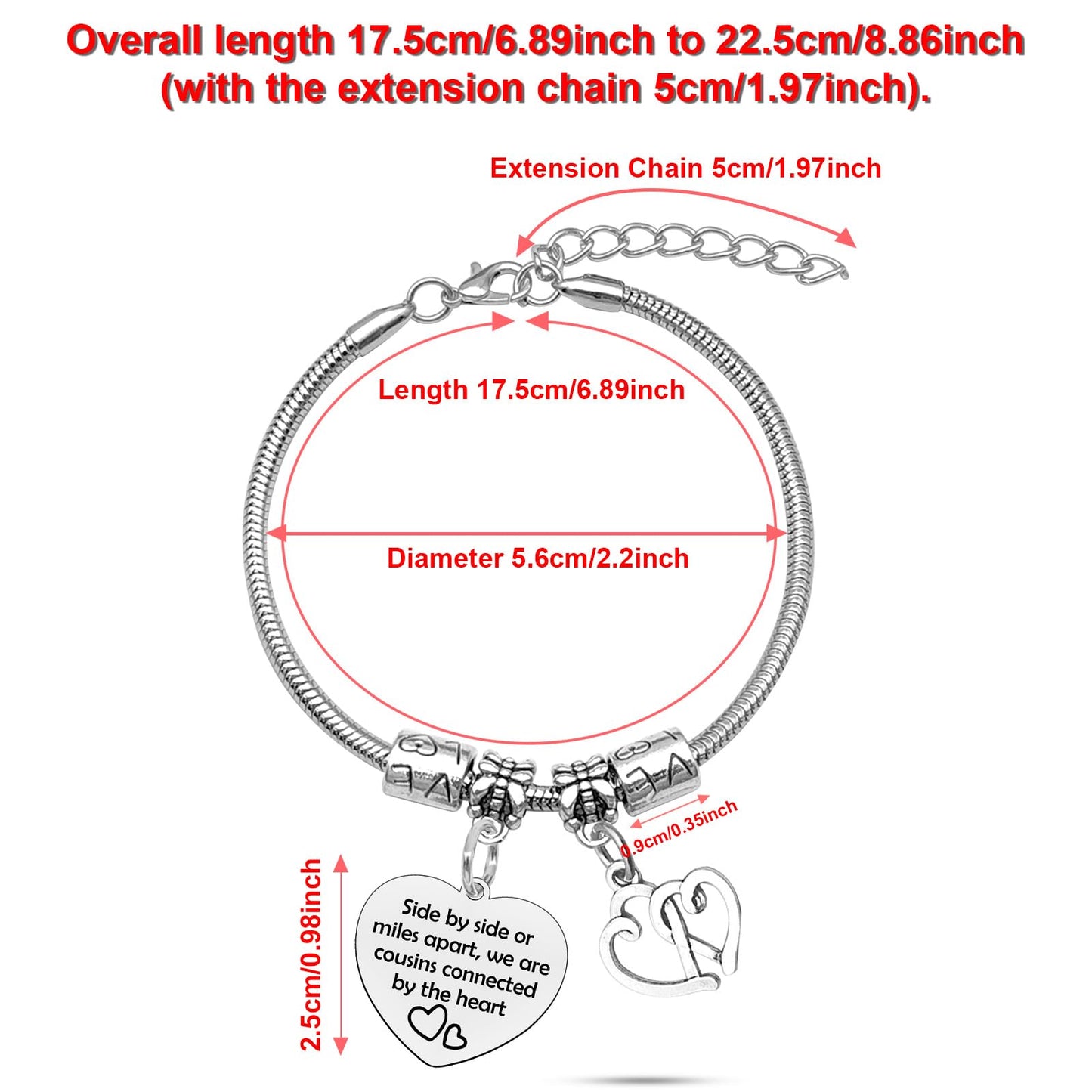 Cousins Bracelets for Women Stainless Steel Bracelets Happy Birthday Cousin Gift Female Cousin Bracelet Cousins Birthday Gifts for Women Inspirational Gifts for Friends Woman Christmas Friendship Gift