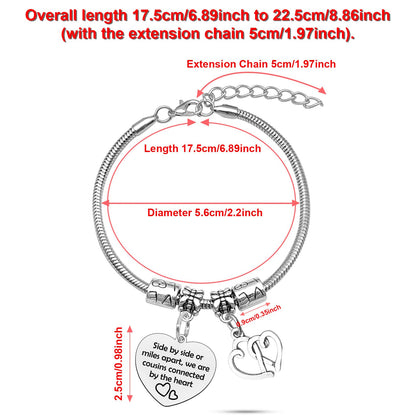 Cousins Bracelets for Women Stainless Steel Bracelets Happy Birthday Cousin Gift Female Cousin Bracelet Cousins Birthday Gifts for Women Inspirational Gifts for Friends Woman Christmas Friendship Gift
