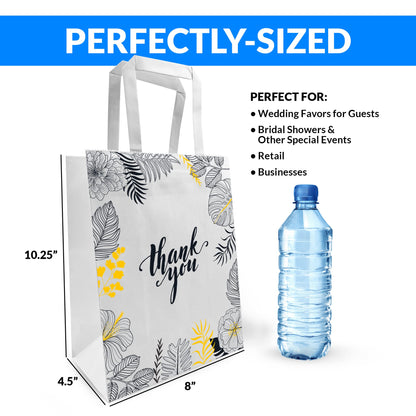Reli. Paper Bags | 110 Pcs Bulk | 8"x4.5"x10.25" | Paper Thank You Bags | White Handles | Printed Small Thank You Giftbag for Guests | Gifts, Wedding, Merchandise, Business