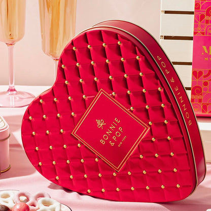 Chocolate Gift Basket | Heart Shaped Gift Present for Her, Mother, Mom, Wife, Spouse with Assorted Milk Chocolate Truffles | Bonnie and Pop