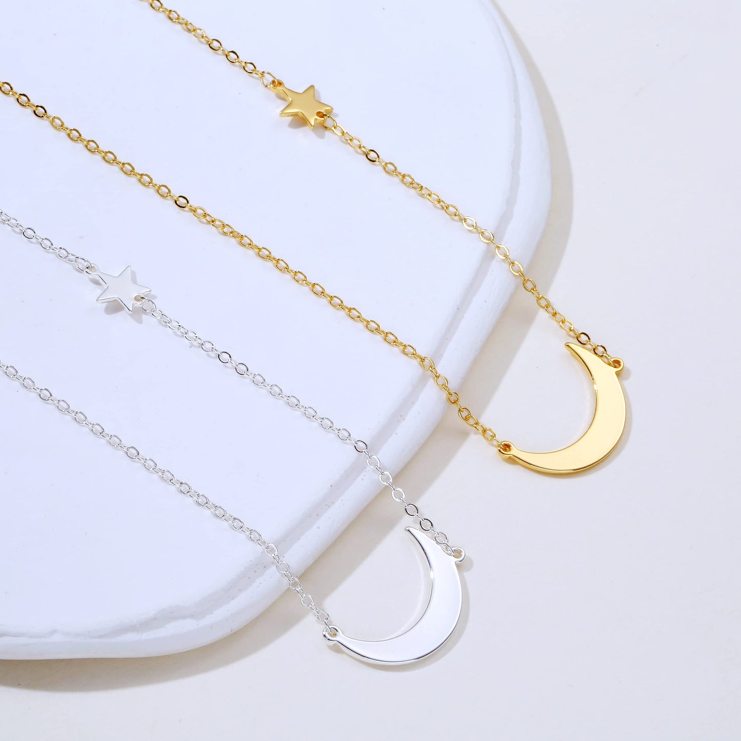 ASCOMY Dainty Gold Pendant Necklace 14k Gold Plated Delicate Tiny Love Heart Star CZ Leaf Pendant Necklace Simple Necklaces Everyday Jewelry for Women