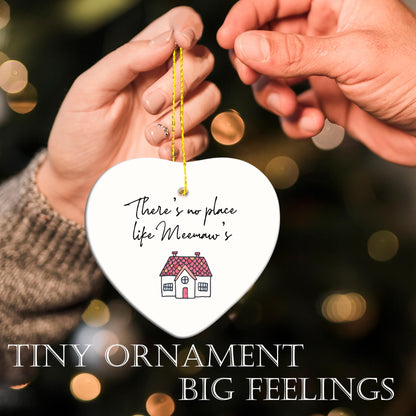 Meemaw Gifts Ornament, Grandma Christmas Hanging Heart Ornaments for Xmas Tree Party Decorations, Grandma Gifts from Grandkids, There's No Place Like Meemaw's House Decorative Ornaments Keepsake