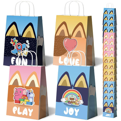 TimEmbrace Blue Puppy Goodie Bags, 16 Count Small Party Favor Bags and Gift Bags for Kids Birthday, Holiday Events and Treats, Eco-Friendly Reusable Paper, 8.27 x 5.9 x 3.2 Inches